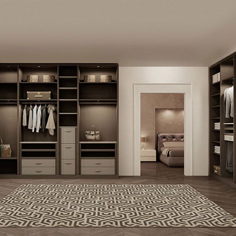 Where should a mirror be placed in a walk-in closet